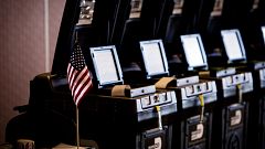 Image: Voting machines at a polling station in Doral, Fla., on Aug. 28, 201