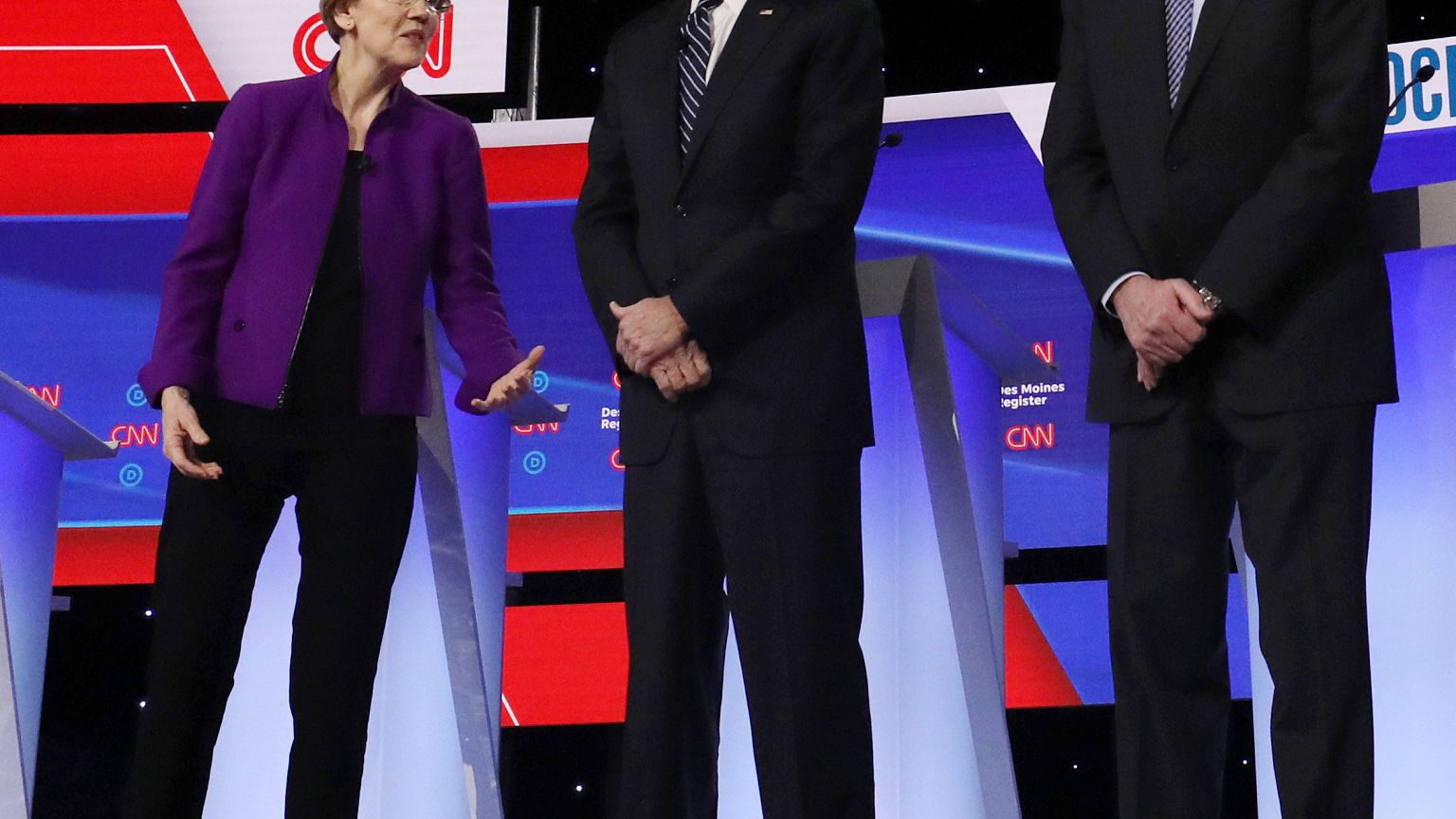 Image: Candidates take the stage for the seventh Democratic 2020 presidenti