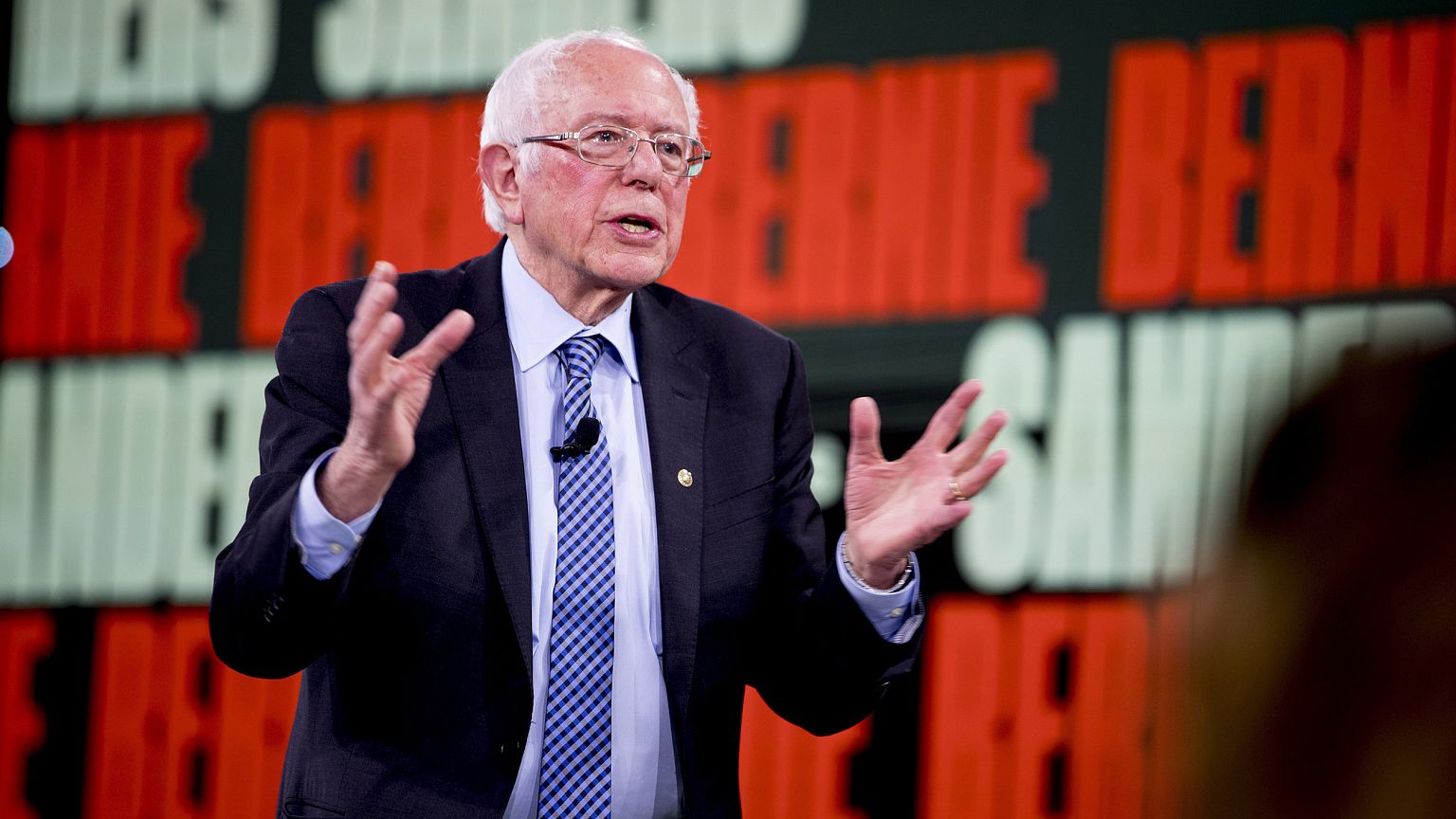 Image: Democratic presidential candidate Sen. Bernie Sanders, I-Vt., speaks