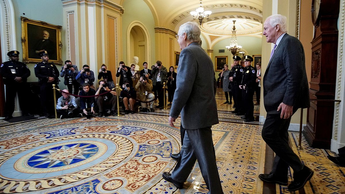 Image: FILE PHOTO: Senate Majority Leader McConnell and Senator Cornyn arri