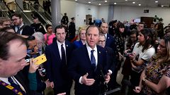 Image: House Managers Rep. Adam Schiff (D-CA) speaks next to Rep. Jerry Nad