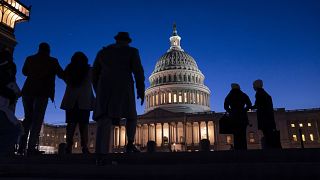 Image: Night falls on the Capitol, Wednesday evening, Jan. 22, 2020, during