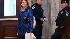 Image: Sen. Lisa Murkowski, R-Alaska, arrives for the Senate impeachment tr