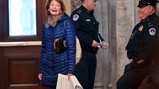Image: Sen. Lisa Murkowski, R-Alaska, arrives for the Senate impeachment tr