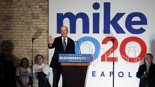 Democratic presidential candidate Michael Bloomberg speaks to supporters in