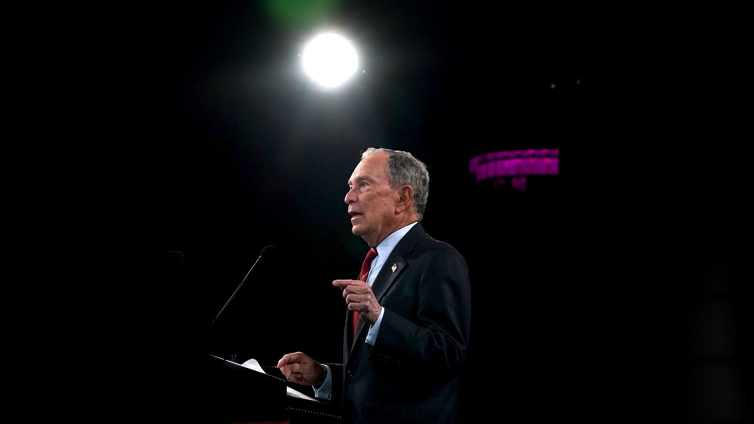 Image: Democratic presidential candidate Michael Bloomberg speaks at an eve