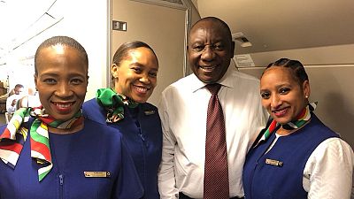 [Photos] South Africa president opts for commercial flight on official trip