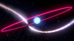 Artist's illustration of Lense-Thirring frame-dragging resulting from a rot