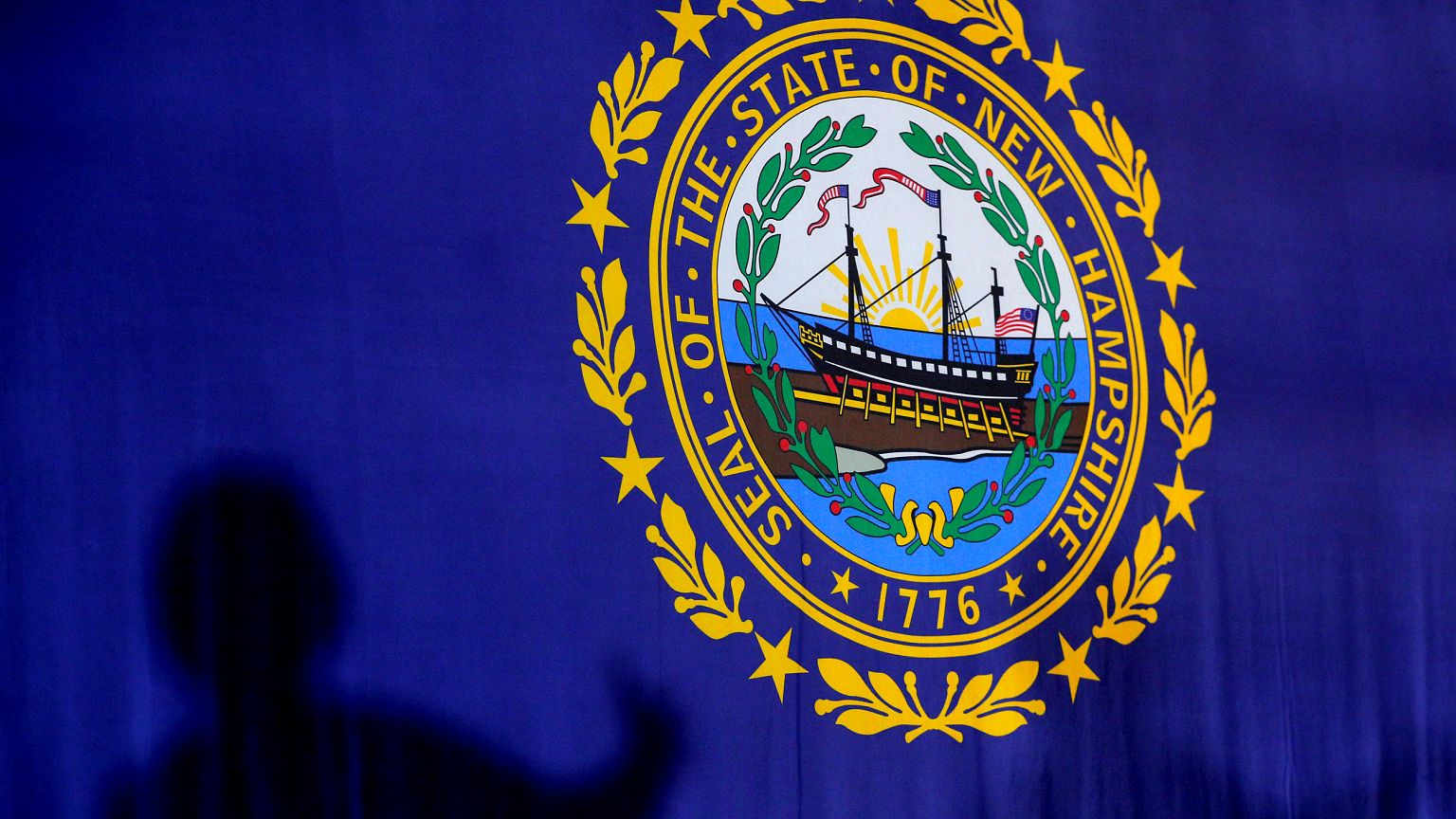 Image: Sen. Elizabeth Warren, D-Mass., casts a shadow on the New Hampshire 