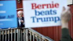 Image: Sen. Bernie Sanders, I-Vt., speaks at a campaign event in Des Moines