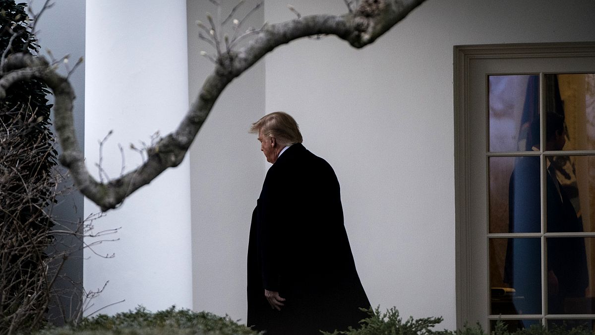 Image: President Donald Trump leaves the Oval Office on Jan. 28, 2020.