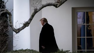 Image: President Donald Trump leaves the Oval Office on Jan. 28, 2020.