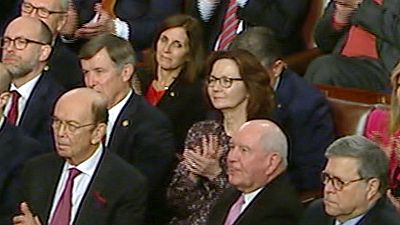 CIA Drector Gina Haspel applauds during the State of the Union address at the Capitol on Feb. 4, 2020.