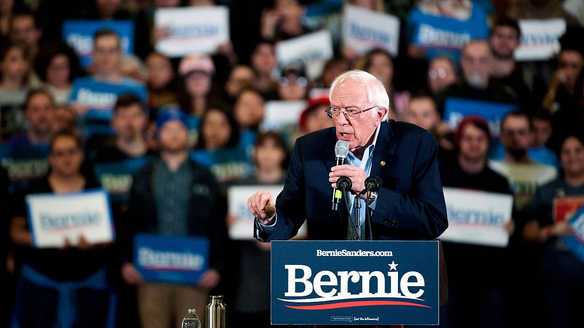Image: Democratic presidential candidate Vermont Senator Bernie Sanders add