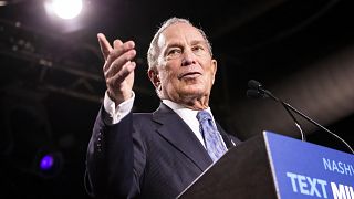 Image: Democratic presidential candidate Mike Bloomberg during a campaign r