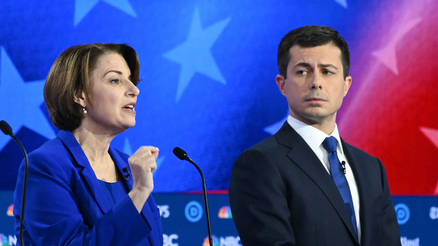 Image: Minnesota Senator Amy Klobuchar and Mayor of South Bend, Indiana, Pe