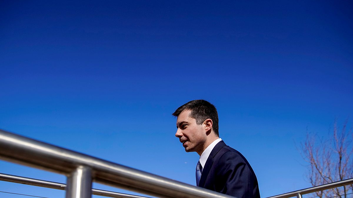 Image: Pete Buttigieg arrives for a roundtable with environmental activists