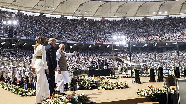 US President arrives to address over 1 lakh citizens