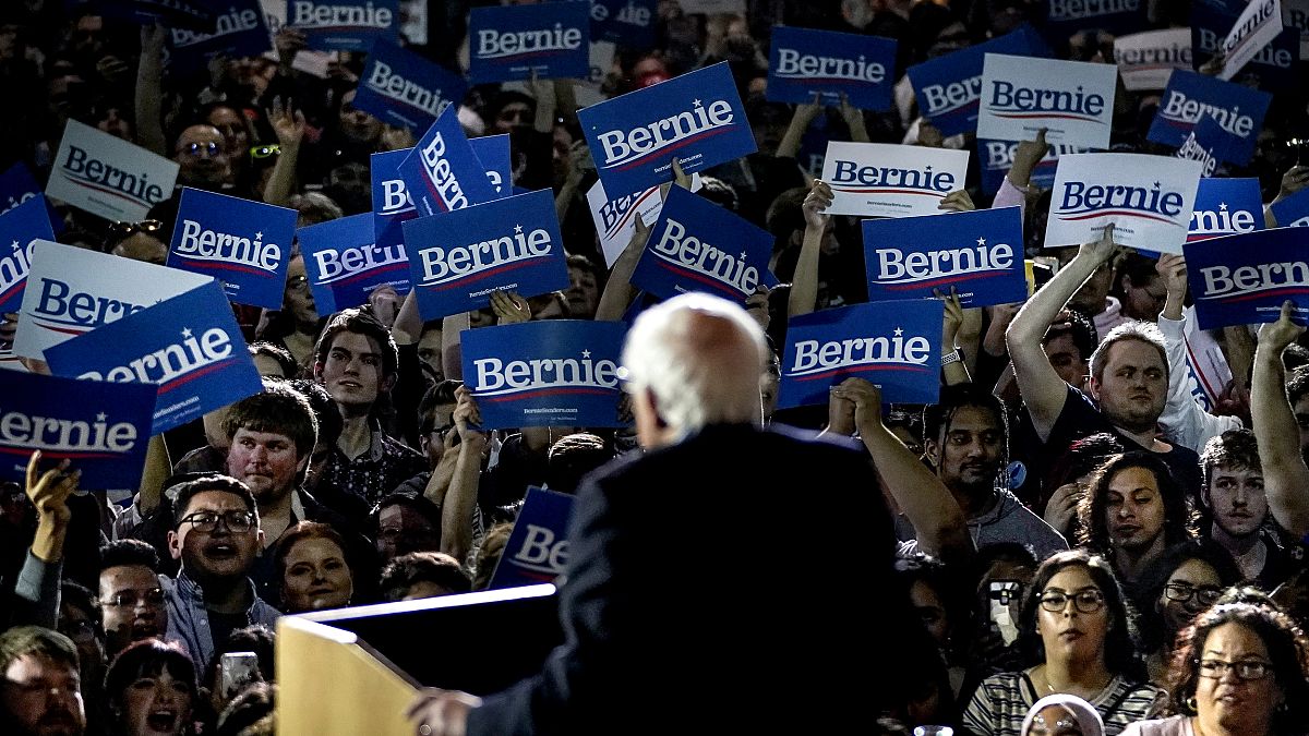 Image: Sen. Bernie Sanders, I-VT, speaks after winning the Nevada caucus wh