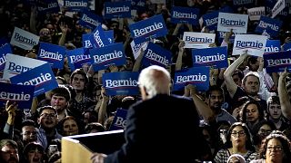 Image: Sen. Bernie Sanders, I-VT, speaks after winning the Nevada caucus wh
