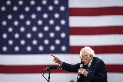 Democratic presidential candidate Sen. Bernie Sanders, I-Vt., speaks during a campaign rally at Vic Mathias Shores Park in Austin, Texas on Feb. 23, 2020.