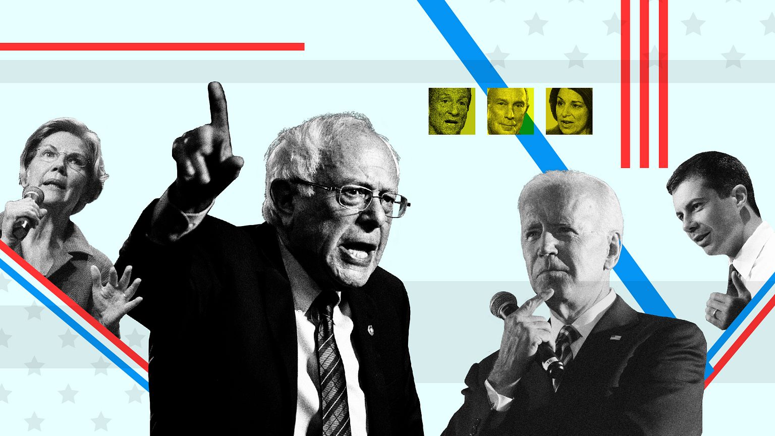 A composite image of the Democratic candidates participating in the 10th de
