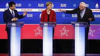 Image: Pete Buttigieg, Elizabeth Warren, Bernie Sanders