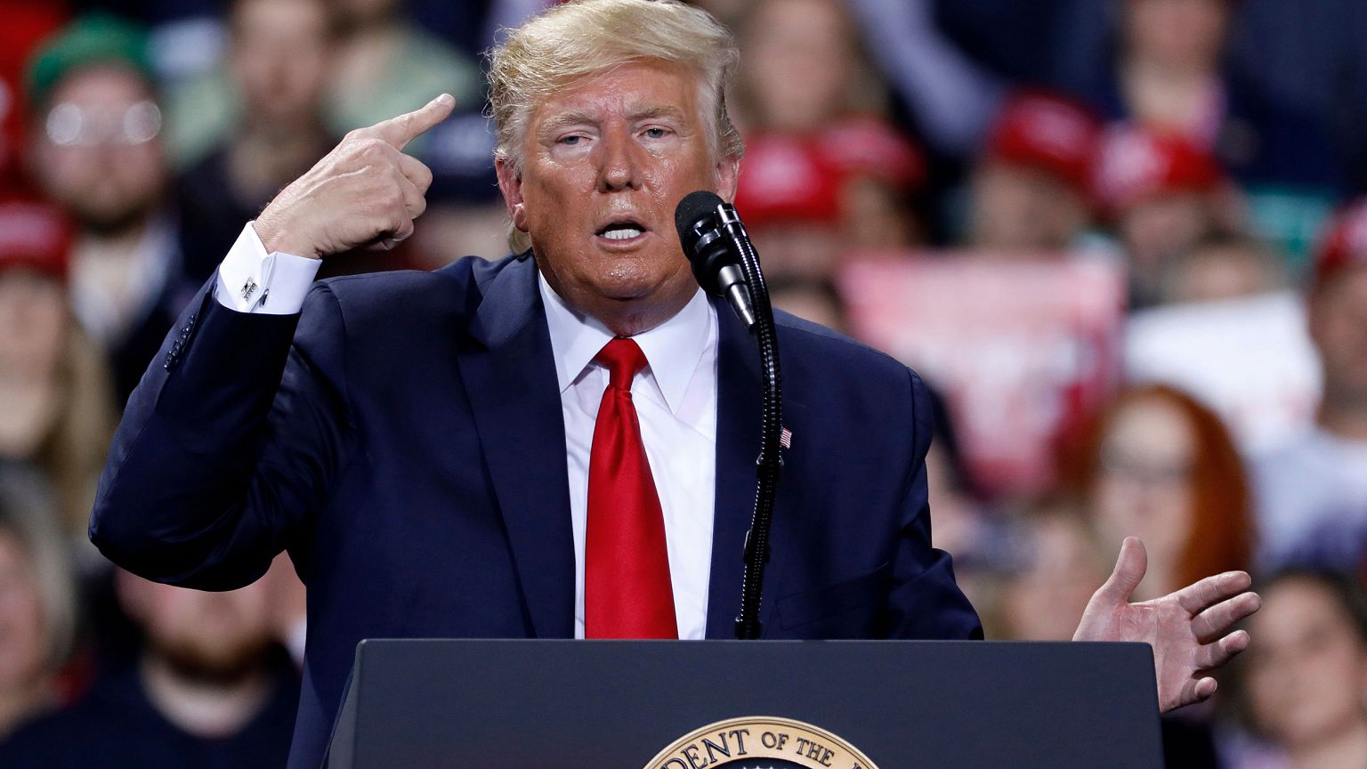 Image: President Donald Trump during a Keep America Great Rally in Battle C