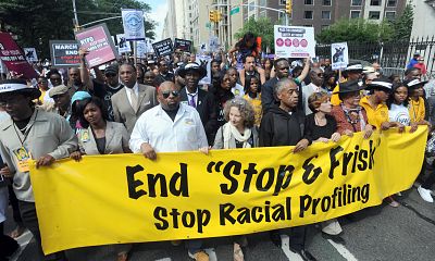 The Rev. Al Sharpton leads the way as protesters call for an end to NYPD\'s stop-and-frisk policy in 2012.