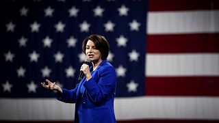 Image: Sen. Amy Klobuchar speaks at a forum in Concord, N.H., on Feb. 8, 20