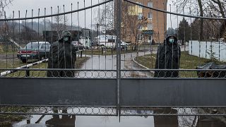 Image: National Guard officers at the medical facility where people evacuat