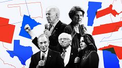 Image: Voters will cast ballots in Democratic primaries in 14 states on "Su