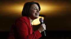 Image: Democratic presidential candidate Sen. Amy Klobuchar, D-Minn., smile