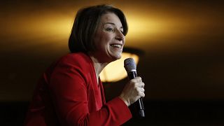 Image: Democratic presidential candidate Sen. Amy Klobuchar, D-Minn., smile