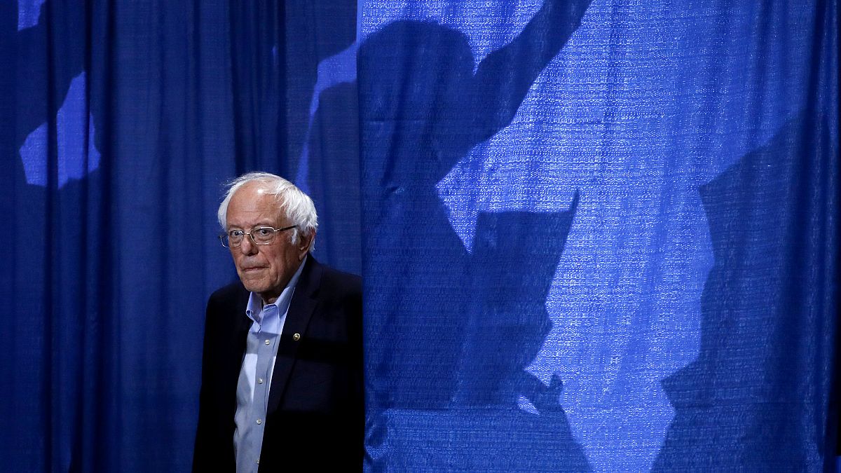 Image: Sen. Bernie Sanders arrives for an election rally in Essex Junction,