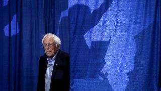 Image: Sen. Bernie Sanders arrives for an election rally in Essex Junction,