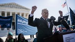 Image: Sen. Chuck Schumer, D-N.Y., speaks at a reproductive rights rally ou