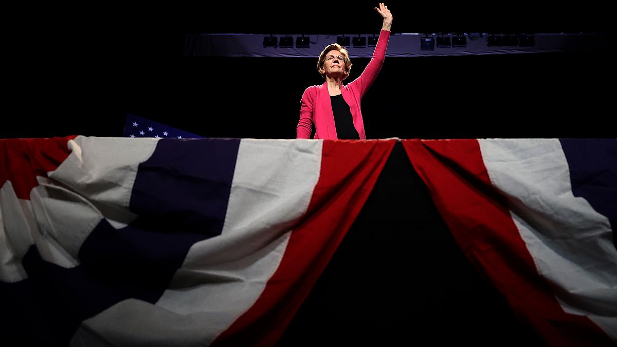 Image: Sen. Elizabeth Warren speaks during a campaign event in Keene, N.H.,