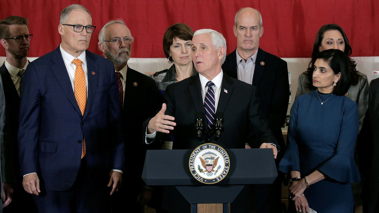 Image: Vice President Mike Pence, who heads the government's coronavirus ta