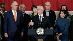 Image: Vice President Mike Pence, who heads the government's coronavirus ta