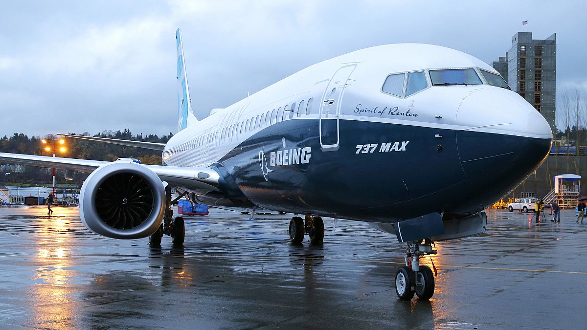 Image: The first Boeing 737 MAX airplane to roll off Boeing's assembly line