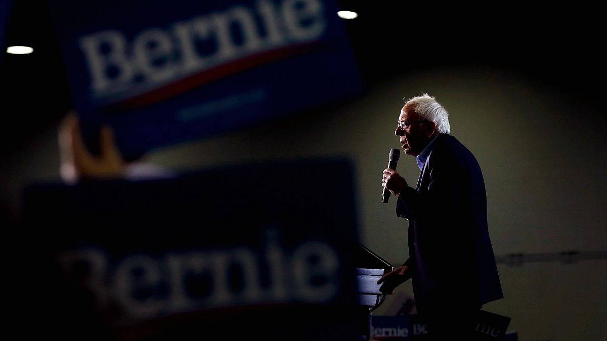 Image: Sen. Bernie Sanders speaks at a campaign rally in Detroit, Mich., on