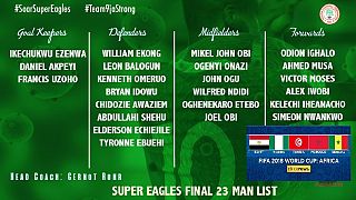 Nigeria coach names final World Cup squad, says team has 'a lot of work to do'