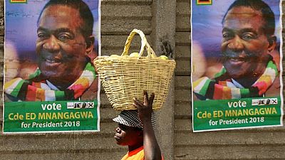 Zimbabwe's Mnangagwa queues for fried chicken in election stunt