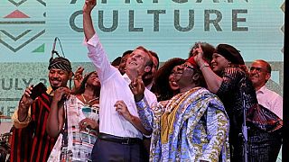 [Photos] 'Join politics': Macron tells Nigerian youth to emulate music legend Fela Kuti