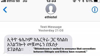 Ethiopia-Eritrea phone lines reopen, first time since 1998