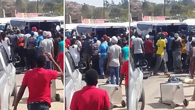 Video: South Africa cash van attacked, residents join to loot