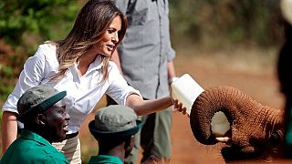 Melania Trump visits elephant orphanage in Kenya.