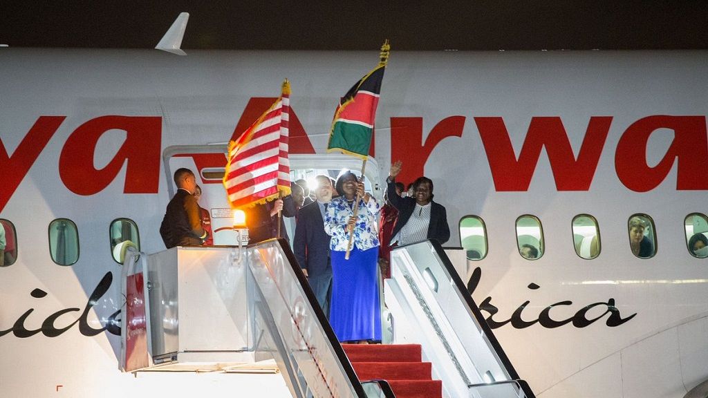 Image result for Historic Kenya Airways direct flight to U.S. arrives in New York