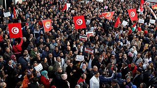 Tunisian high school teachers march for better pay, conditions